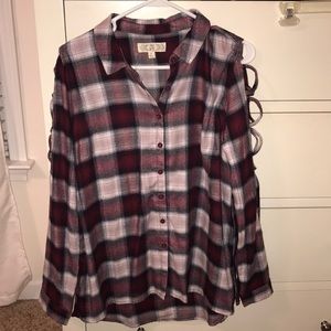 Cold shoulder flannel